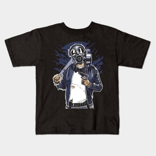 Gas Mask Punk Kids T-Shirt by drewbacca